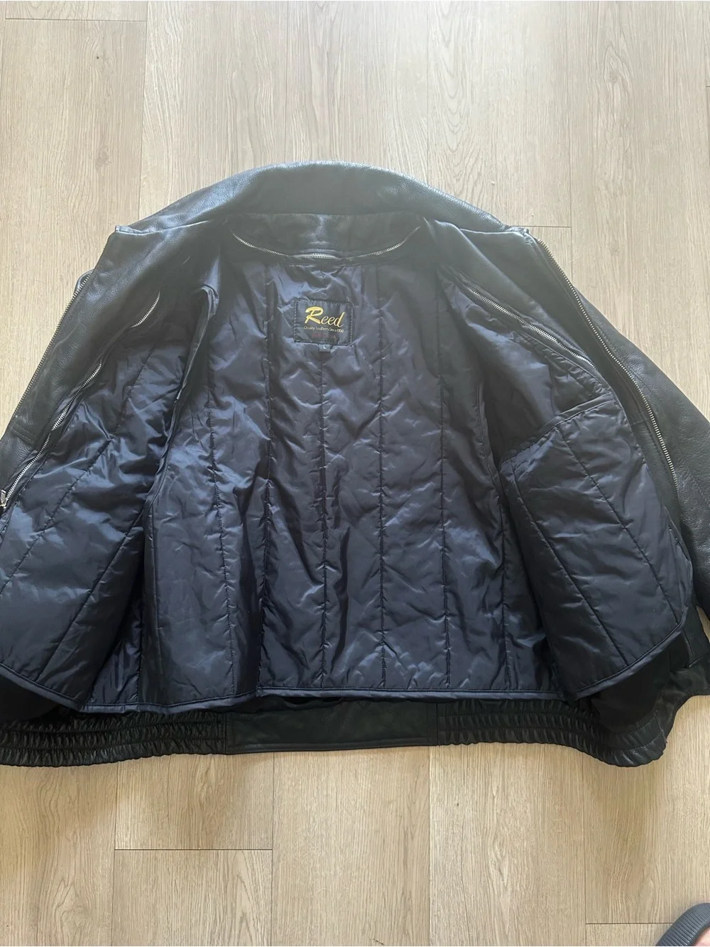 Reed Men's Black Leather Bomber Jacket